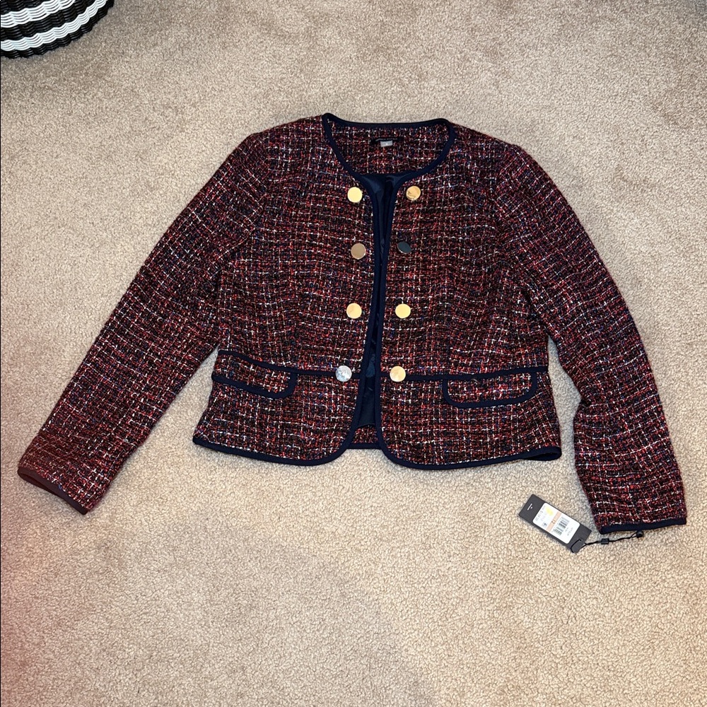 Tommy Hilfiger Tweed Open Front Blazer NWT
